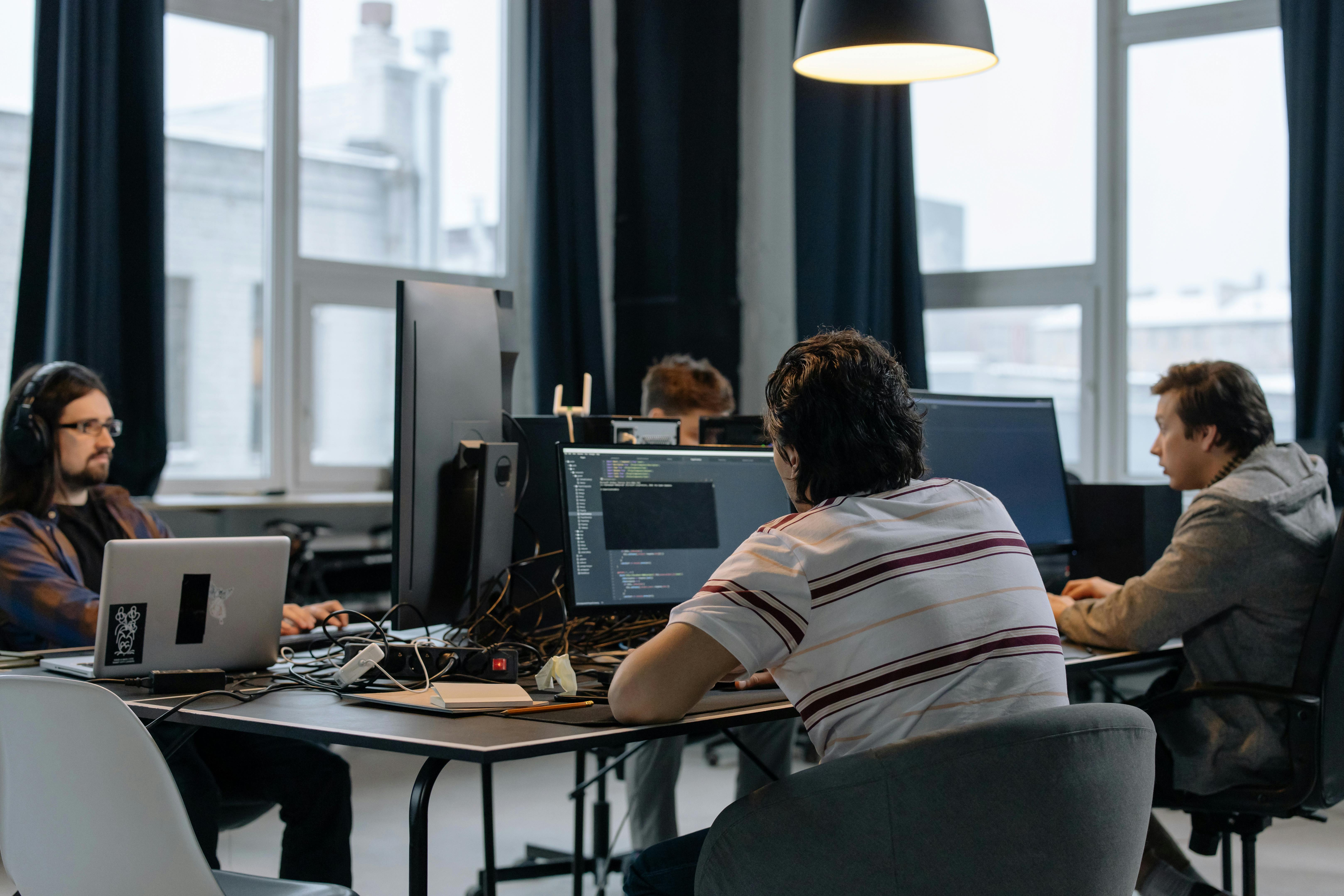 Security team working at computers